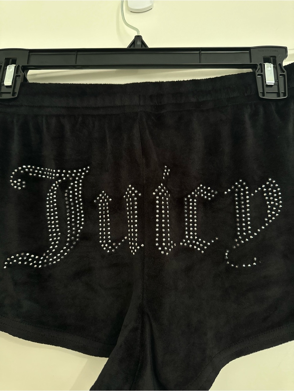 Juicy Couture Black Velour Rhinestone Logo Shorts medium - Picture 3 of 7